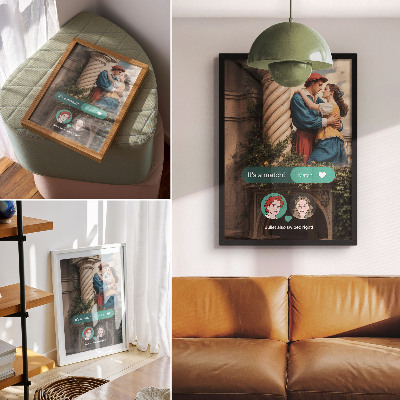 Poster rezistent pentru perete Aranjament verde cu atmosferă clasică a scenei de dragoste