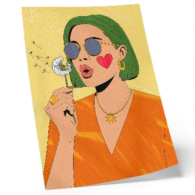 Poster rezistent pentru perete Ilustrație pop art cu păr verde