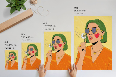 Poster rezistent pentru perete Ilustrație pop art cu păr verde
