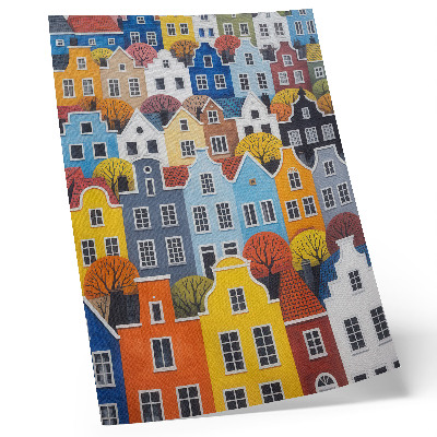 Poster rezistent pentru perete Case de locuit colorate, de diferite forme și culori, armonie
