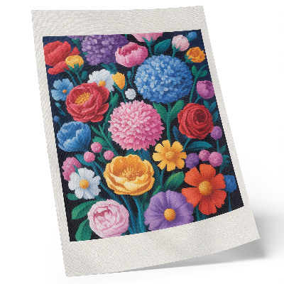 Poster rezistent pentru perete Ilustrație de fundal verde cu flori colorate