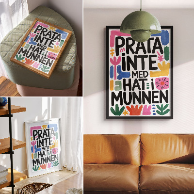 Poster în culori saturate Litere negre colorate cu linii în stil modern