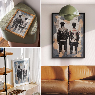 Poster în culori saturate Doi tineri într-un stil modern