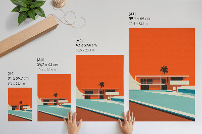 Poster rezistent pentru perete Compoziție minimalistă Villa Orange Sky