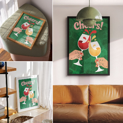 Poster rezistent pentru perete Ochelari colorați, fundal verde, stil dinamic