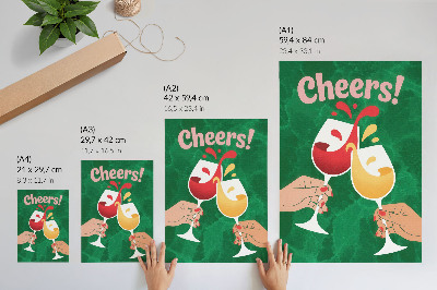 Poster rezistent pentru perete Ochelari colorați, fundal verde, stil dinamic