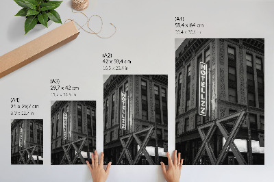 Grafică modernă pe pânză Arhitectură alb-negru cu lumini neon de hotel