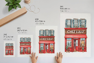 Poster rezistent pentru perete Arhitectură cafenea plante culori pastelate