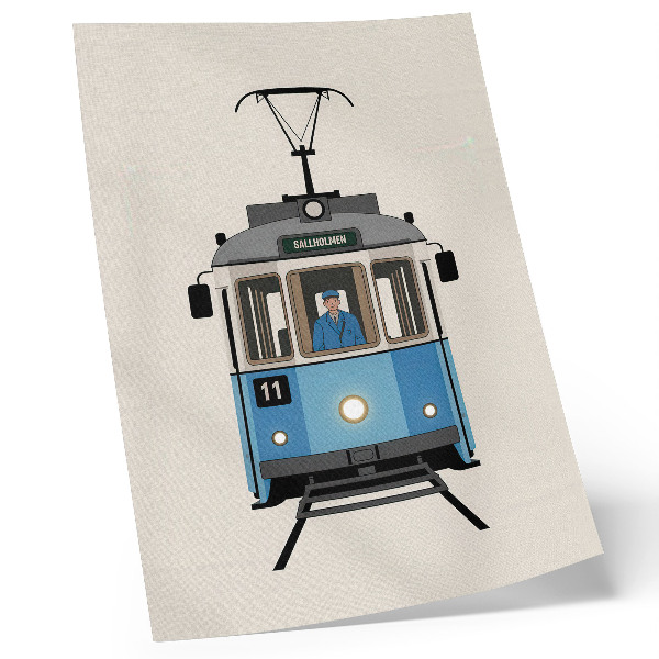 Grafică modernă pe pânză Tramvai retro în stil minimalist