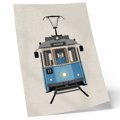 Grafică modernă pe pânză Tramvai retro în stil minimalist