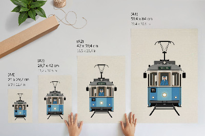 Grafică modernă pe pânză Tramvai retro în stil minimalist