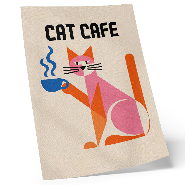 Poster în culori saturate Motiv creativ retro pentru pisică de cafea