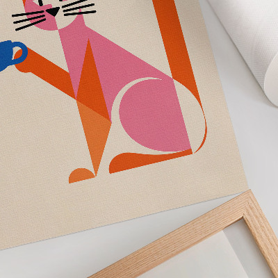 Poster în culori saturate Motiv creativ retro pentru pisică de cafea