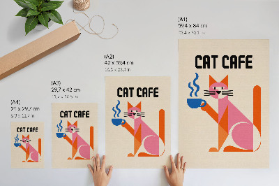 Poster în culori saturate Motiv creativ retro pentru pisică de cafea