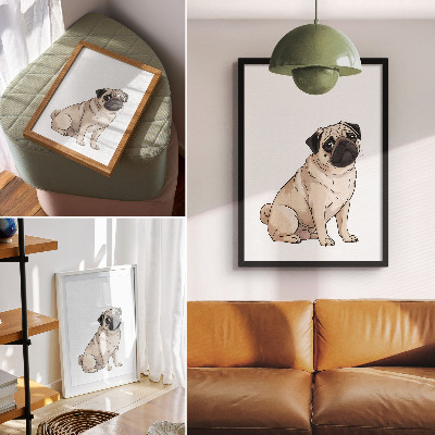 Grafică modernă pe pânză Portret de câine, stil ilustrativ, culori delicate