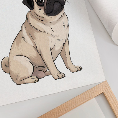 Grafică modernă pe pânză Portret de câine, stil ilustrativ, culori delicate