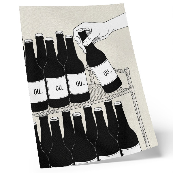 Poster rezistent pentru perete Mână alb-negru cu o sticlă ilustrație minimalistă