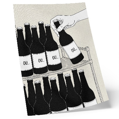 Poster rezistent pentru perete Mână alb-negru cu o sticlă ilustrație minimalistă