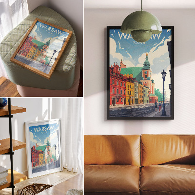 Poster rezistent pentru perete Case de locuit colorate, arhitectură cu cer albastru
