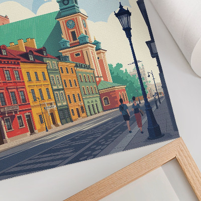 Poster rezistent pentru perete Case de locuit colorate, arhitectură cu cer albastru