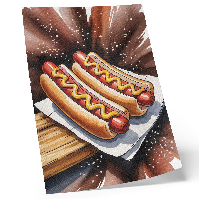 Poster în culori saturate Hot dog apetisanți într-o atmosferă veselă și modernă