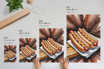 Poster în culori saturate Hot dog apetisanți într-o atmosferă veselă și modernă
