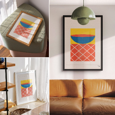 Poster în culori saturate Compoziție geometrică galben-albastru-roșie