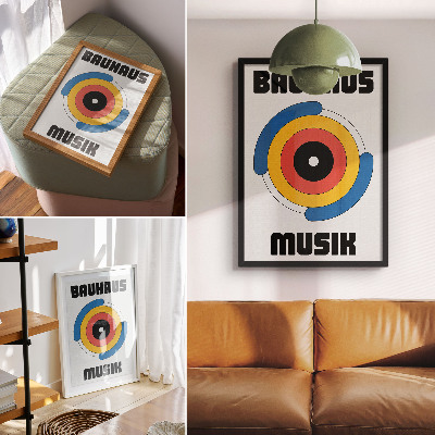 Grafică modernă pe pânză Stilul Bauhaus cercă culori puternice modernitate