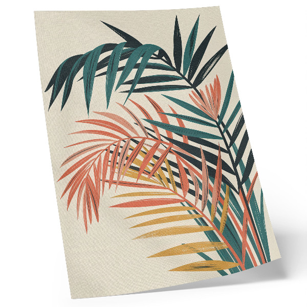 Poster în culori saturate Ilustrație colorată cu frunze tropicale
