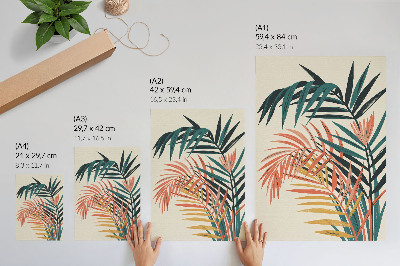 Poster în culori saturate Ilustrație colorată cu frunze tropicale