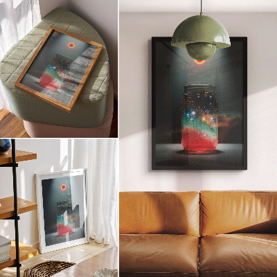 Grafică modernă pe pânză Borcan spațial cu lumini spațiale colorate