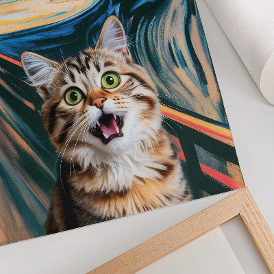 Poster rezistent pentru perete O pisică pe un fundal de pictură abstractă, vie.