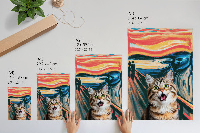 Poster rezistent pentru perete O pisică pe un fundal de pictură abstractă, vie.