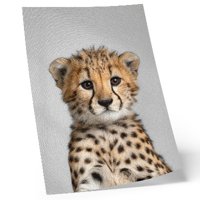 Poster în culori saturate Ghepard drăguț, fundal minimalist, blândețe
