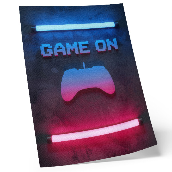 Poster în culori saturate Inscripție pixel neon dinamică pad de joc