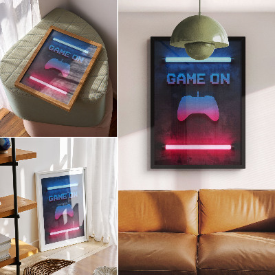 Poster în culori saturate Inscripție pixel neon dinamică pad de joc
