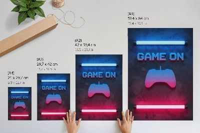 Poster în culori saturate Inscripție pixel neon dinamică pad de joc