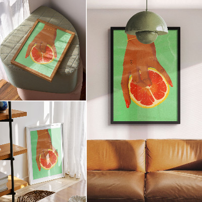 Poster rezistent pentru perete Mână cu grapefruit culori vibrante pop art
