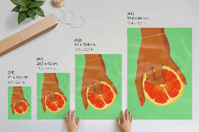 Poster rezistent pentru perete Mână cu grapefruit culori vibrante pop art