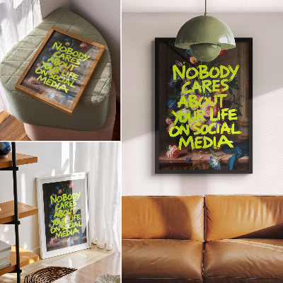 Poster în culori saturate Inscripție luminoasă pe un fundal de flori colorate