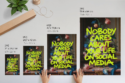 Poster în culori saturate Inscripție luminoasă pe un fundal de flori colorate