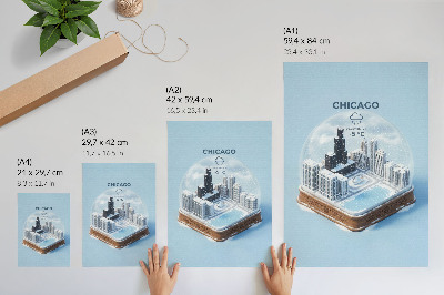 Poster în culori saturate Un oraș în miniatură într-un decor de iarnă