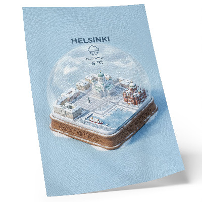 Poster rezistent pentru perete Helsinki în miniatură într-un glob de zăpadă