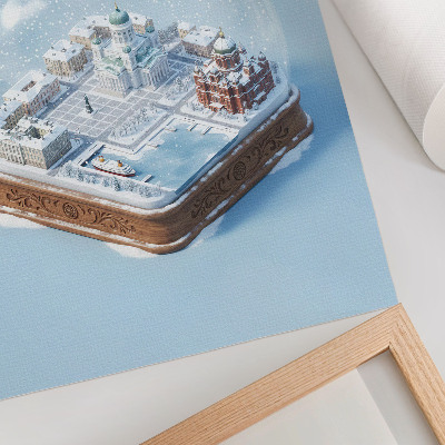 Poster rezistent pentru perete Helsinki în miniatură într-un glob de zăpadă