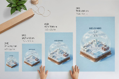 Poster rezistent pentru perete Helsinki în miniatură într-un glob de zăpadă