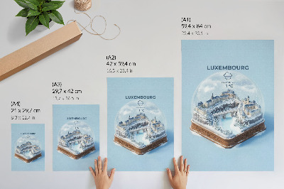 Poster rezistent pentru perete peisaj urban de iarnă sub o cupolă de zăpadă albă