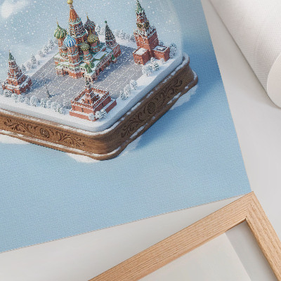 Poster în culori saturate Moscova în miniatură într-un glob de zăpadă de iarnă