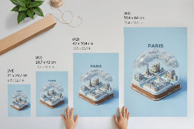 Poster în culori saturate Model de glob de zăpadă Paris de iarnă