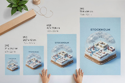 Grafică modernă pe pânză Stockholm într-o sferă arhitectură modernă climă de iarnă