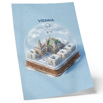 Poster în culori saturate O panoramă în miniatură a Vienei într-o sferă de sticlă